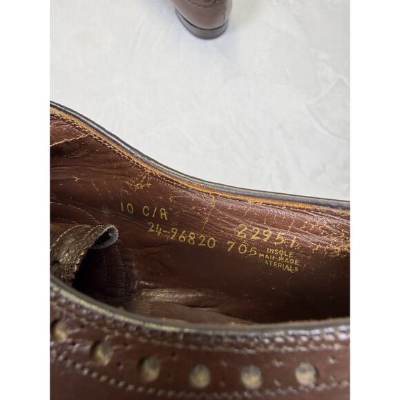 JOHNSTON & MURPHY ARISTOCRAFT Wingtip Brogue Shoe Men’s Sz 10 C/A Brown Lace VTG - Picture 8 of 10